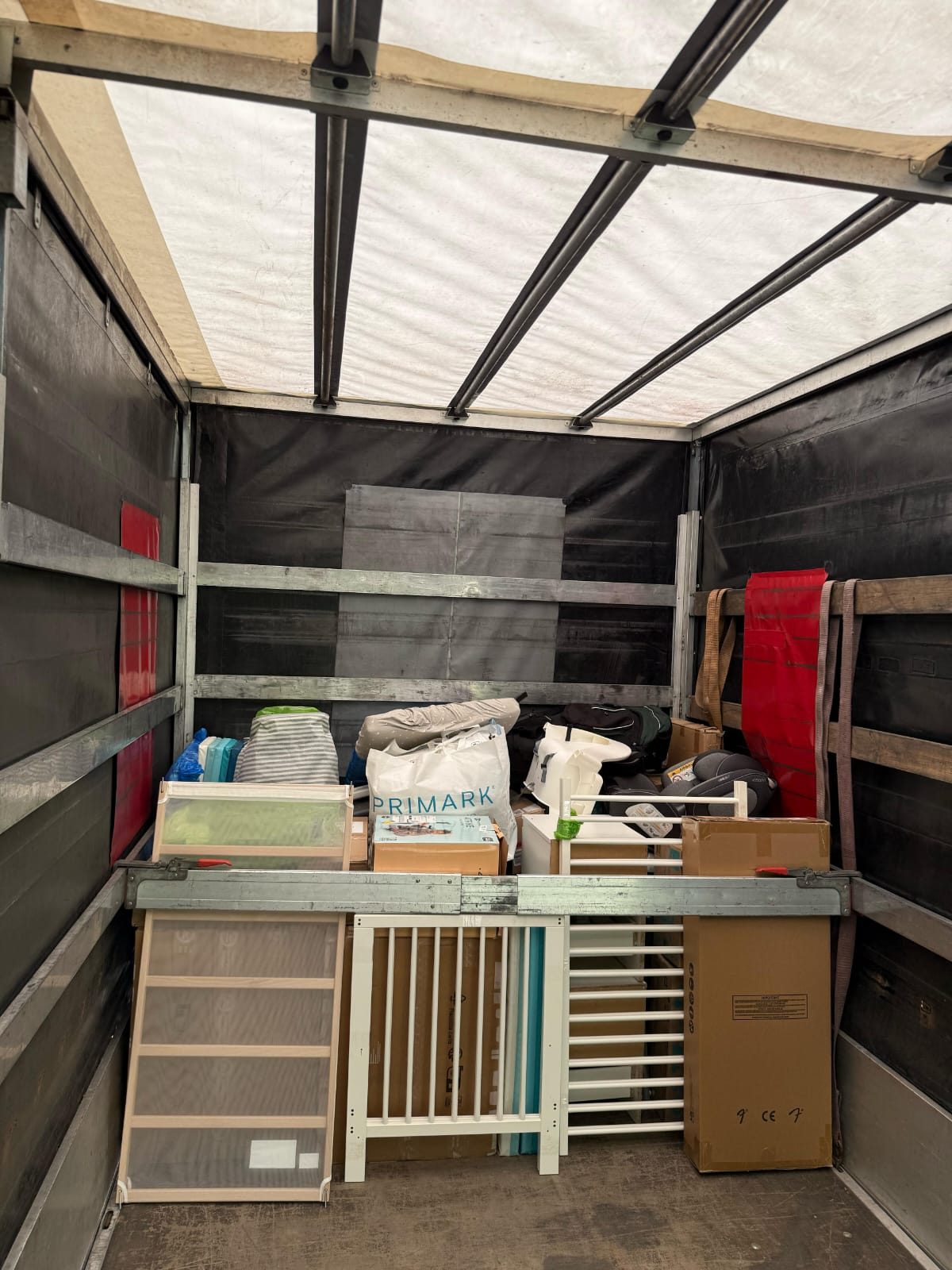 Household belongings and furniture in a truck